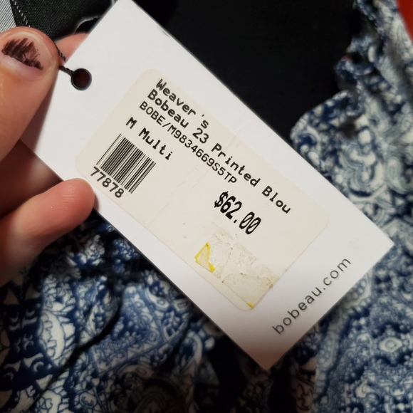 Bobeau Sleeveless Blue and White Printed Blouse sz M New with Tags - Picture 6 of 6